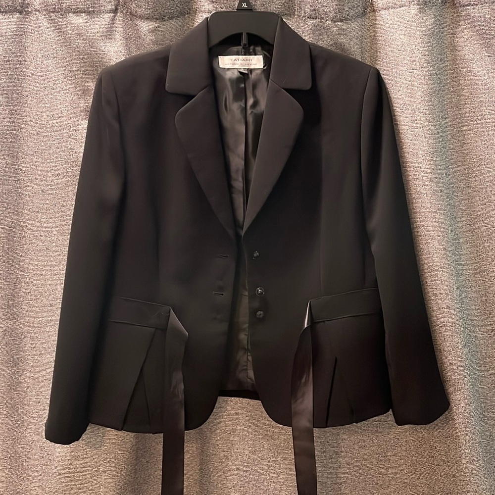 Tahari Black Blazer with satin bow
